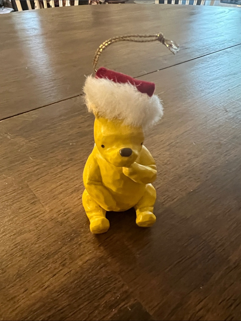 DISNEY  Winnie the  Pooh   Wood Ornament with Red Santa Hat